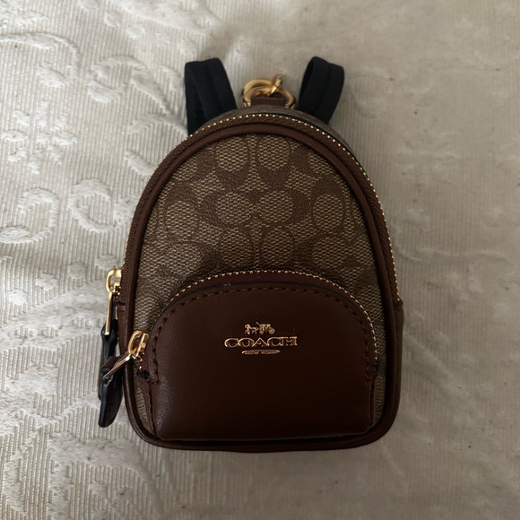 Coach Handbags - Coach Brown Signature Mini Backpack Coin Purse with Gold Hardware